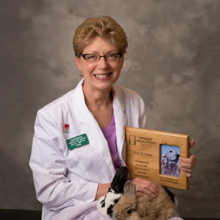 Dr. Julie Smith with rabbits
